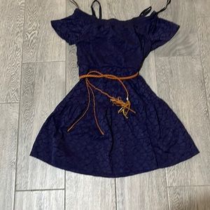 Never worn navy blue dress with belt